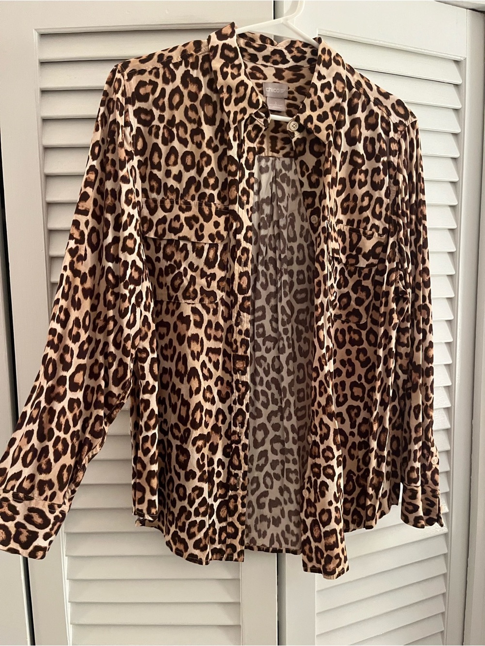 Chico's Leopard Print Button-Down Shirt Jacket - Brown/Tan